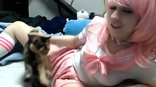 Lana Rain Pinkish ultra-cute rosy college uniform onanism Total Video