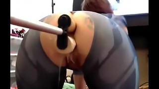 Double penetration with a fucking machine - big ass