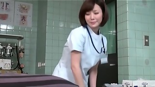 Subtitled CFNM Chinese damsel medic gives patient hand job