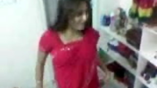 Crimson Saree Student intercourse with Guy Mate